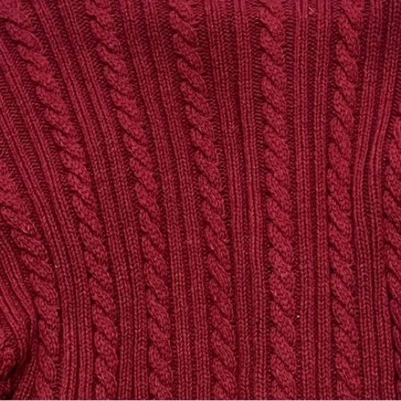 NewColdwater Creek Medium 10-12 White Oxford Button Down with Burgundy Cardigan - Picture 11 of 16